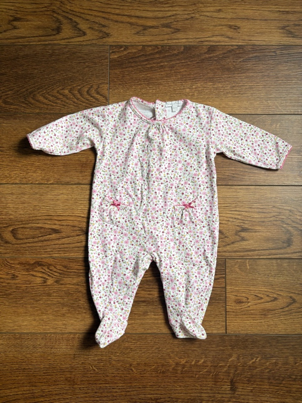 Kissy Kissy Pink Floral Footie Pima Cotton Size 6-9 Months